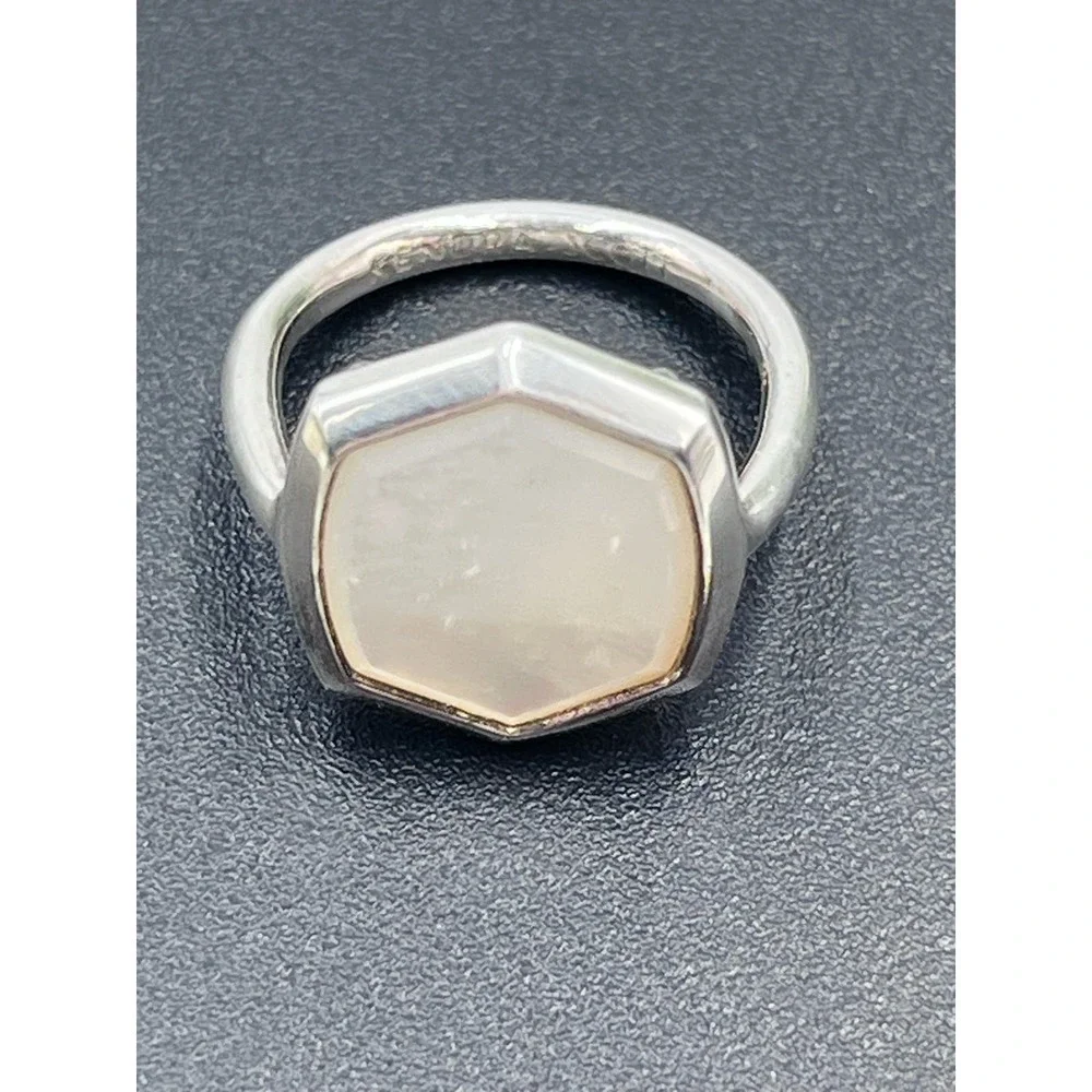 Kendra‎ Scott Mother of Pearl Davis Sterling Silver Cocktail Ring Sz 5